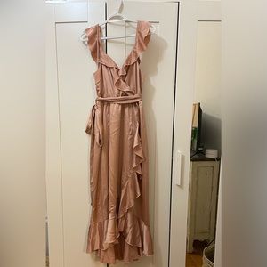 Show me your mumu Samantha ruffle wrap dress dusty rose